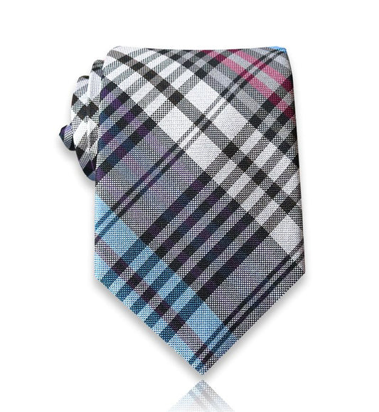 Galluzzi - Multicolor Check Silk Tie – Modern Plaid with Classic European Tailoring