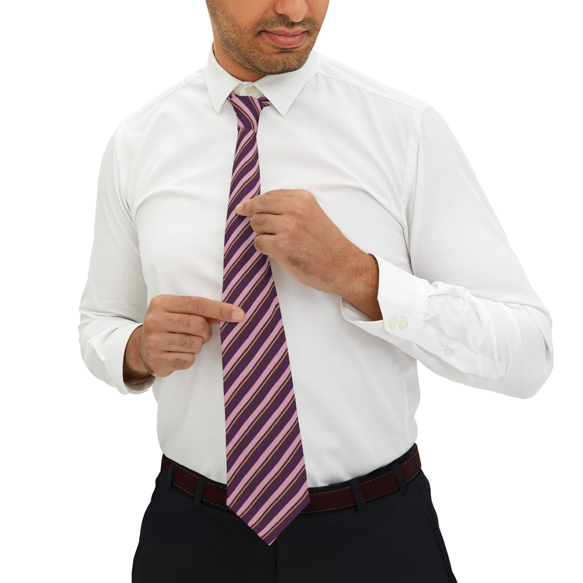 Gais Talisman Tie - Plum Blush Bold Repp