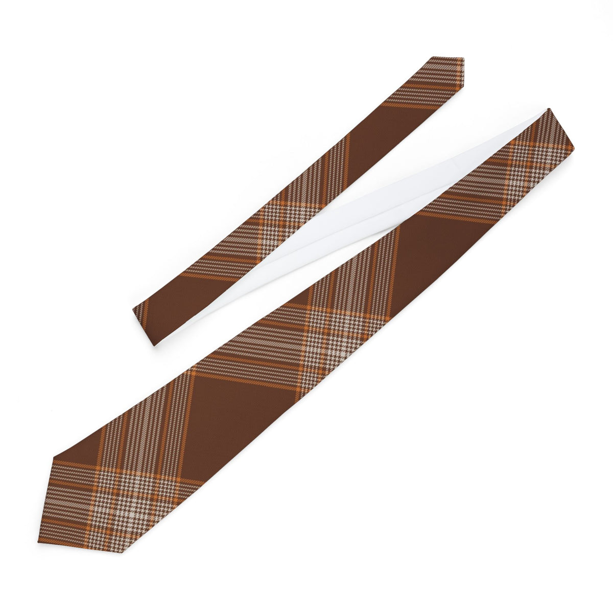 Lennox Satin Edition - Rust & Tangerine Herringbone Tartan Tie