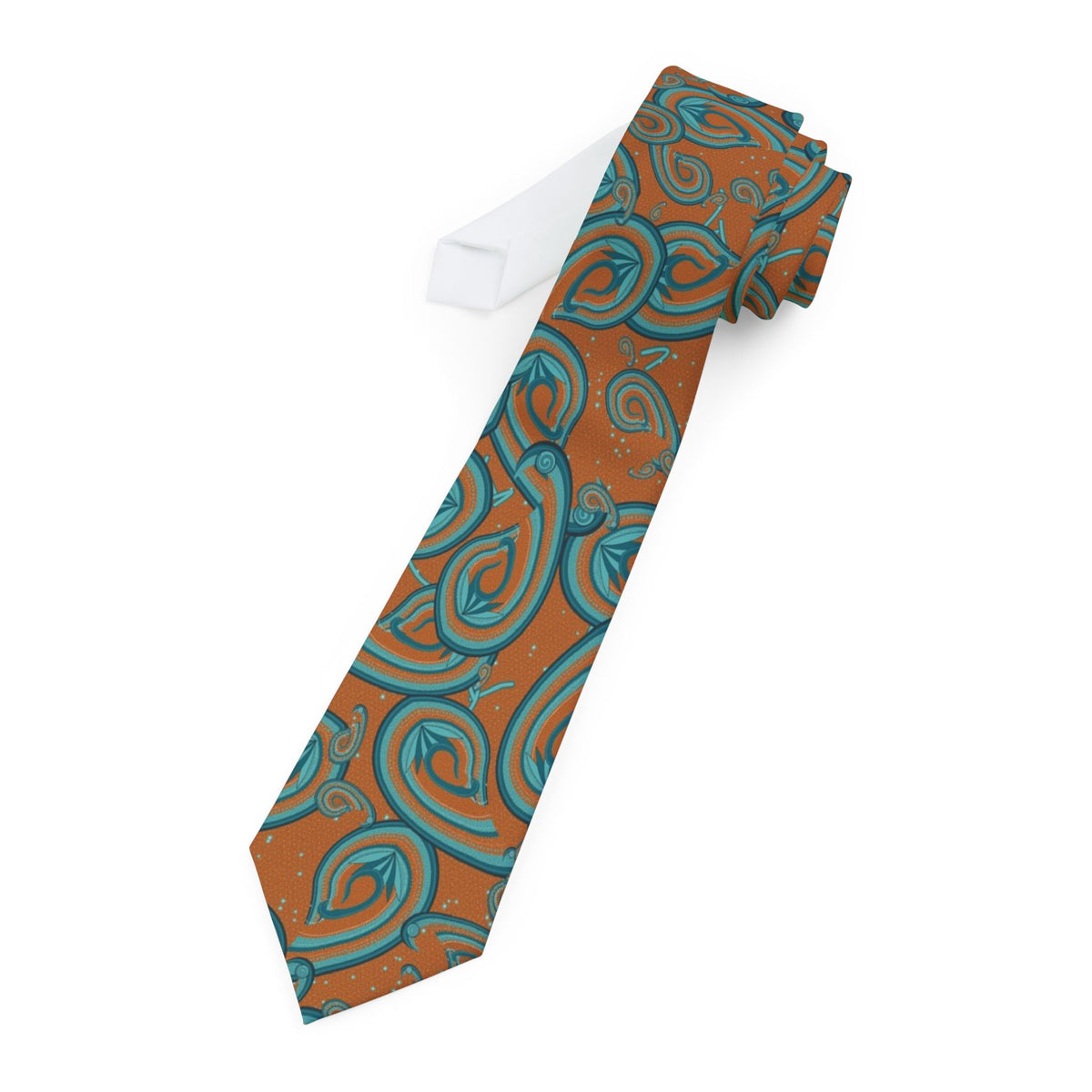 Colloredo Satin Edition - Tangerine & Teal Stippled Paisley Tie