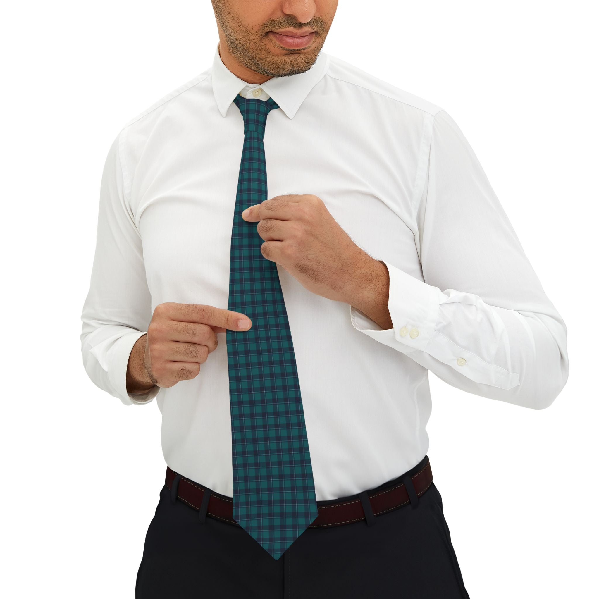 Madulain Talisman Tie - Teal Midnight Tartan