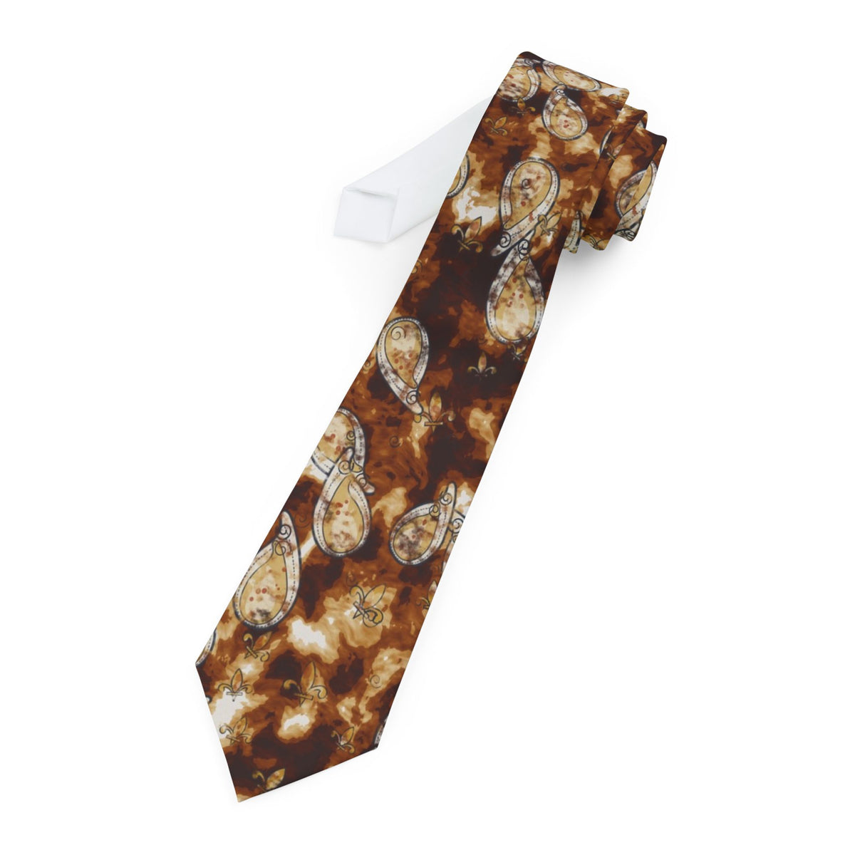 Borromeo Satin Edition - Umber & Cream Watercolour Paisley Tie