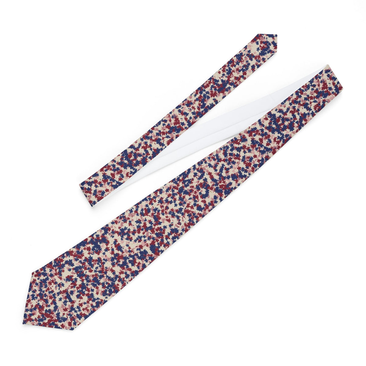 Rantzau Satin Edition - Cream & Navy Painted Blossom Tie