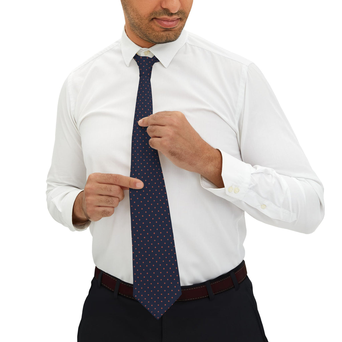 Palagnedra Talisman Tie - Navy Coral Starburst Foulard
