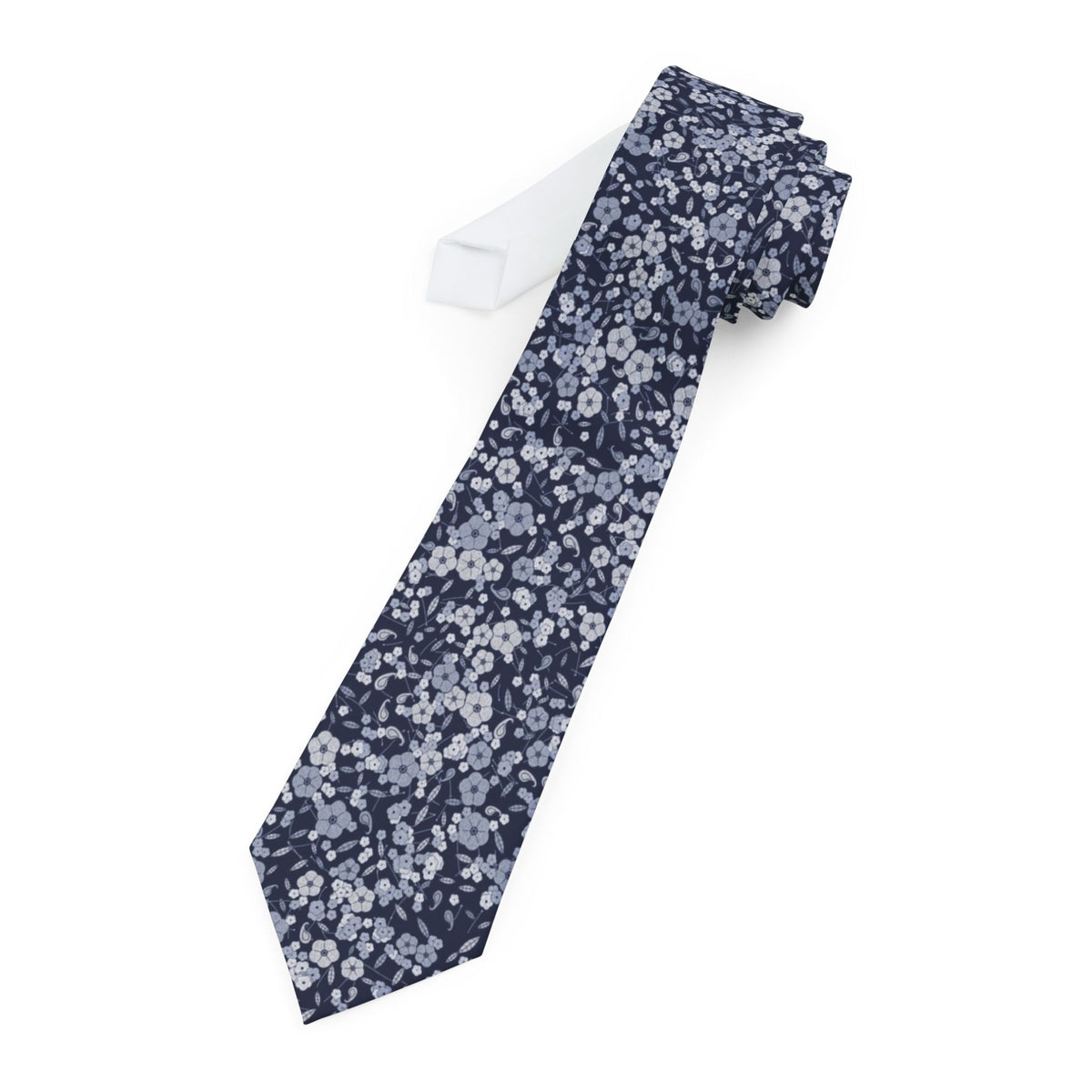 Czernin Satin Edition - Navy & Silver Garden Floral Tie