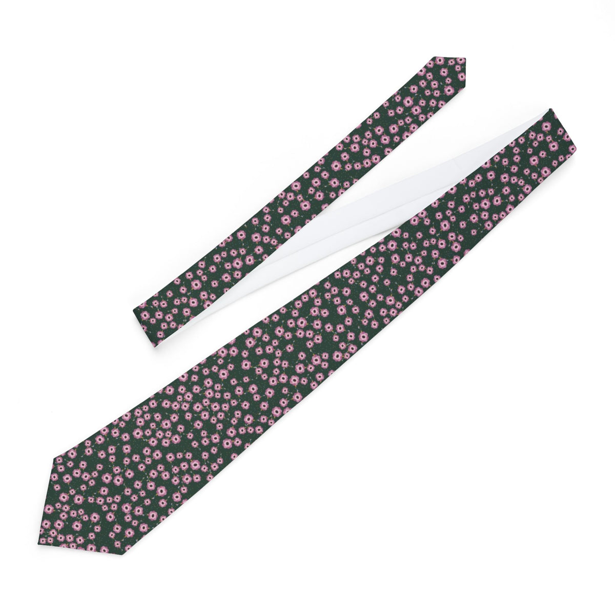 Pazzi Satin Edition - Forest Green & Pink Painted Peony Tie