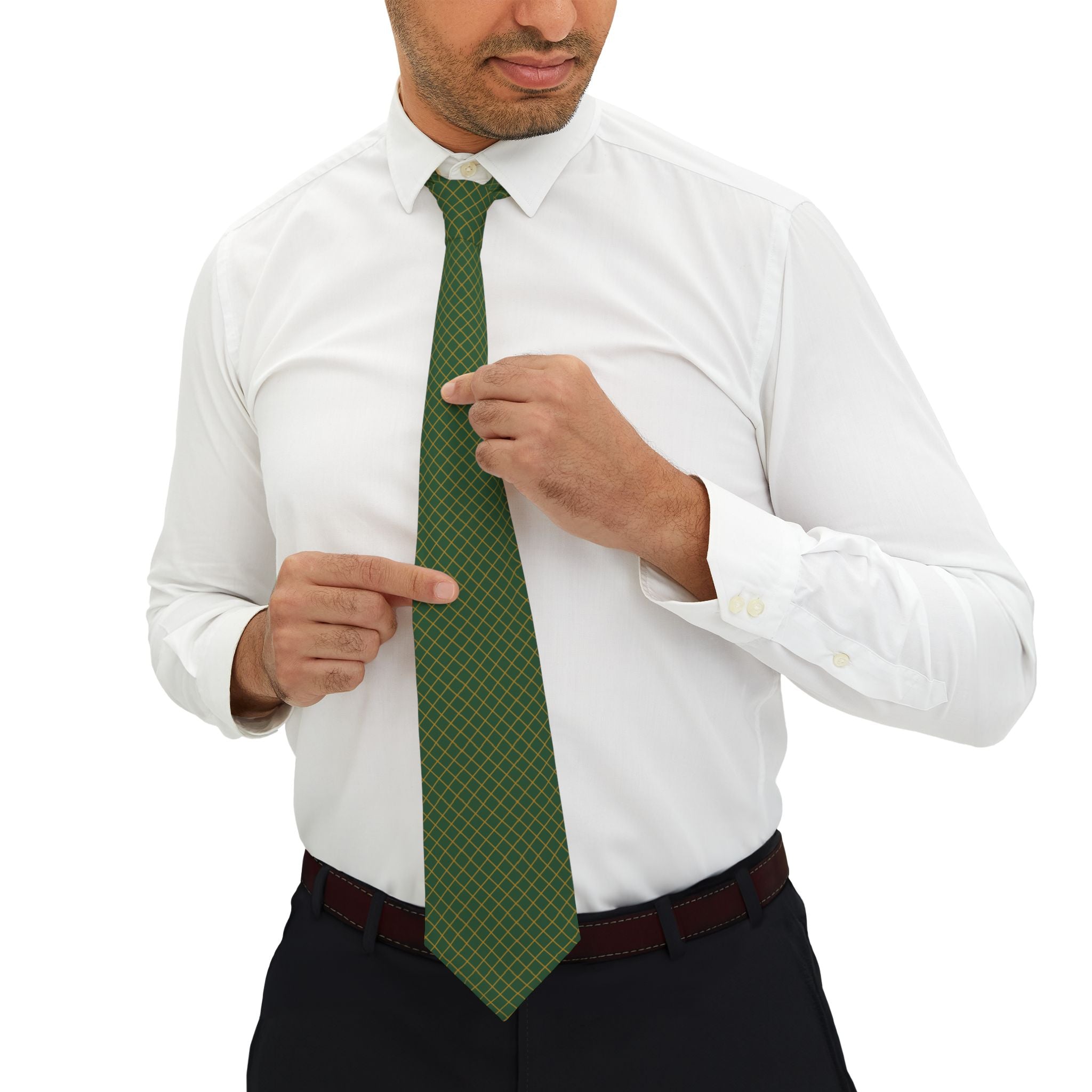 Orta Talisman Tie - Green Gold Herringbone