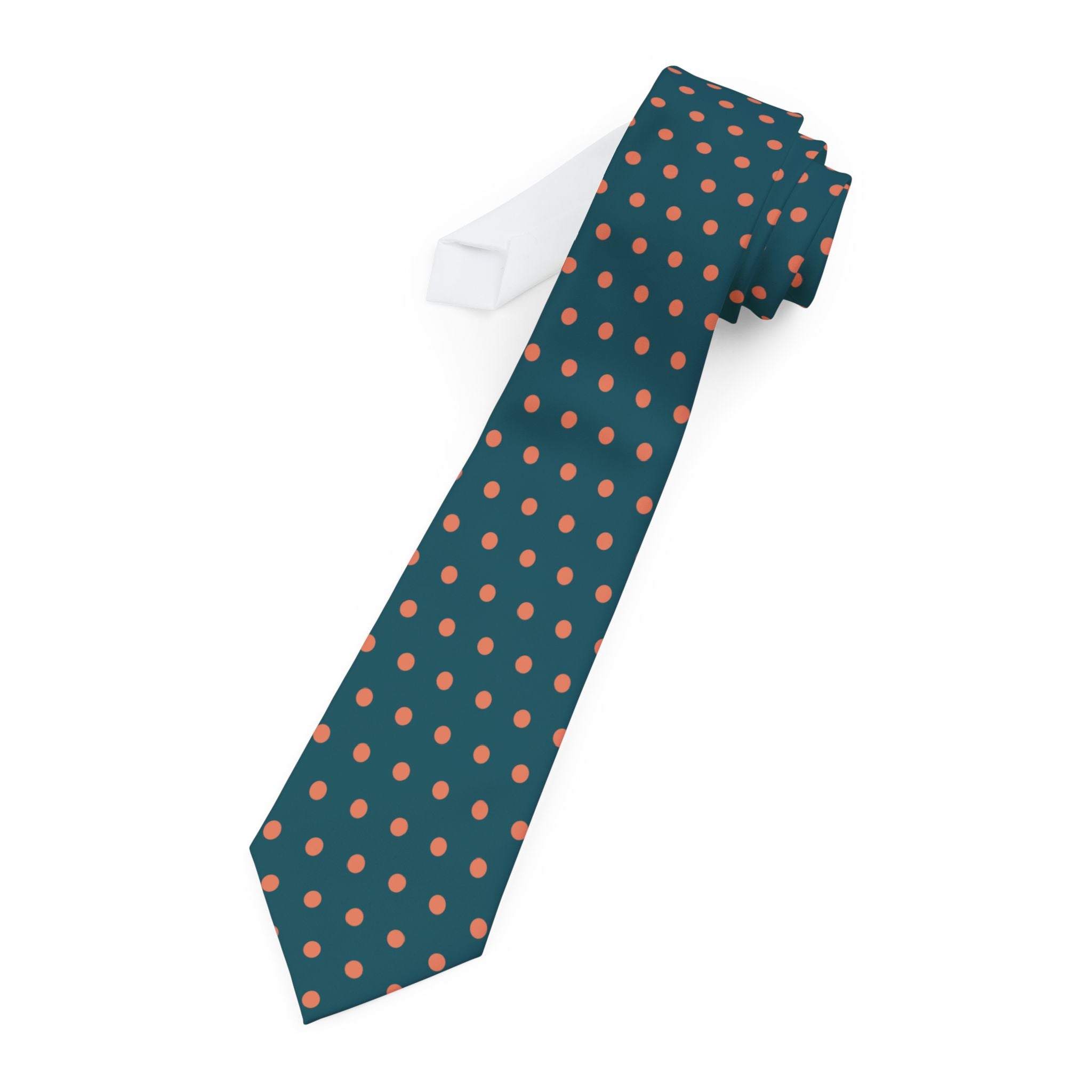Ancona Talisman Tie - Teal Coral Polka Dot