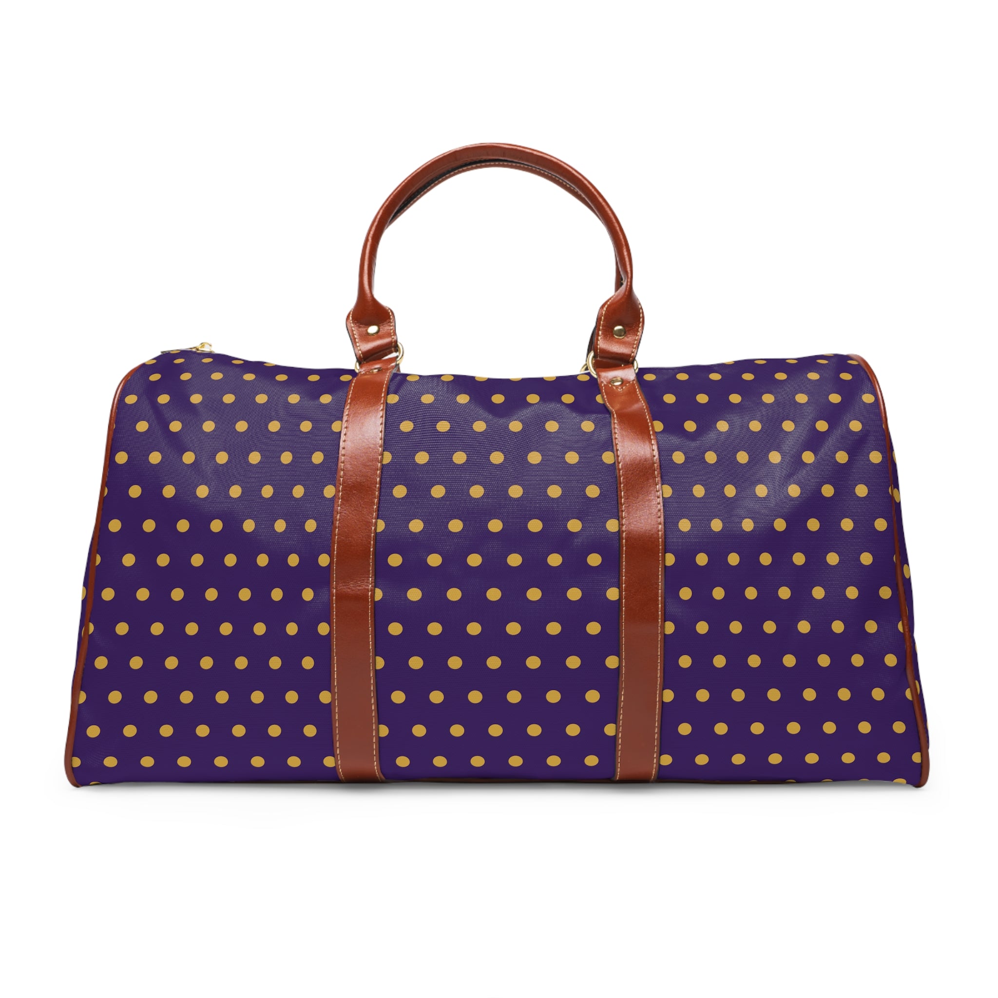Yartelle - Purple Gold Polka Dot Travel Bag