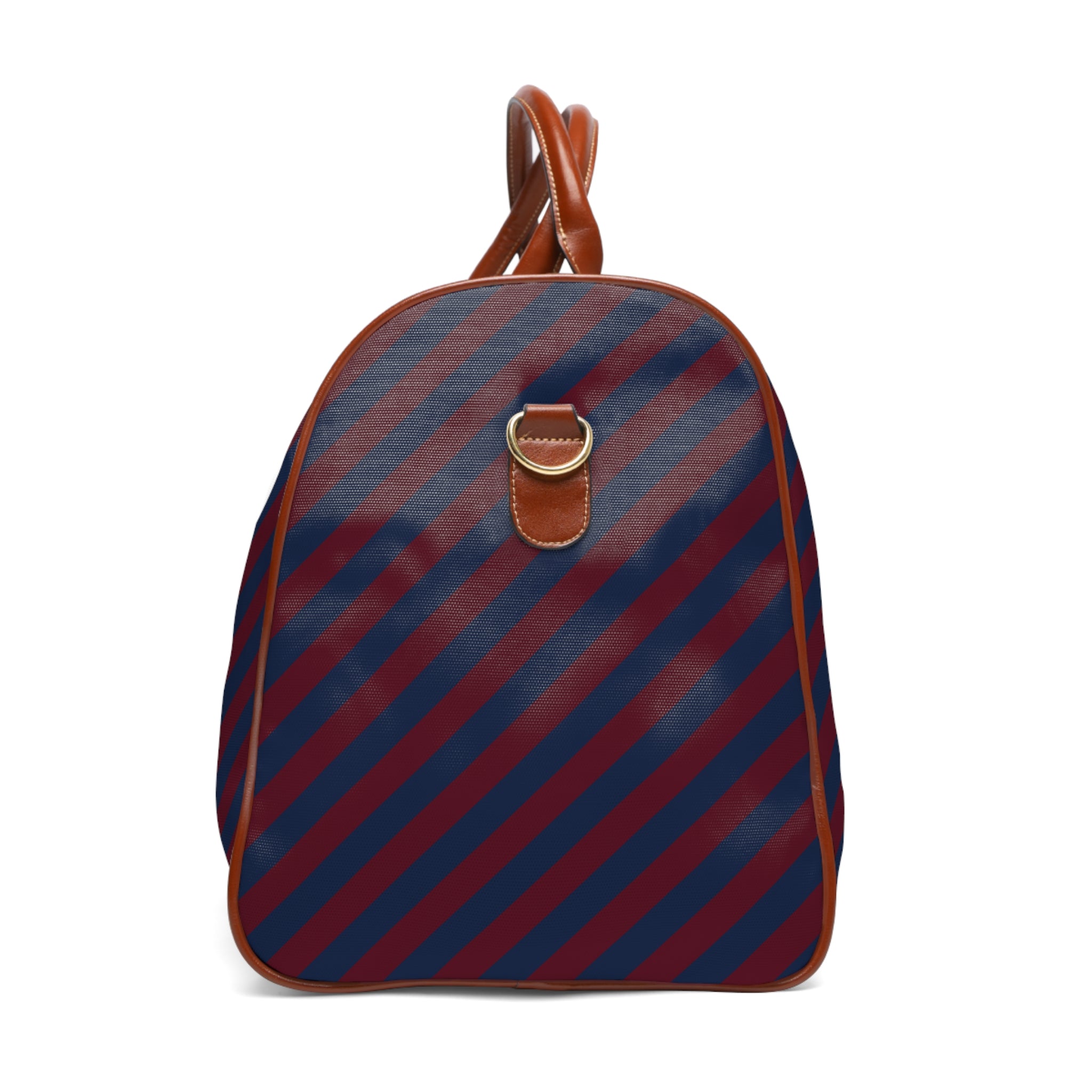 Utelle - Burgundy Navy Block Stripe Travel Bag