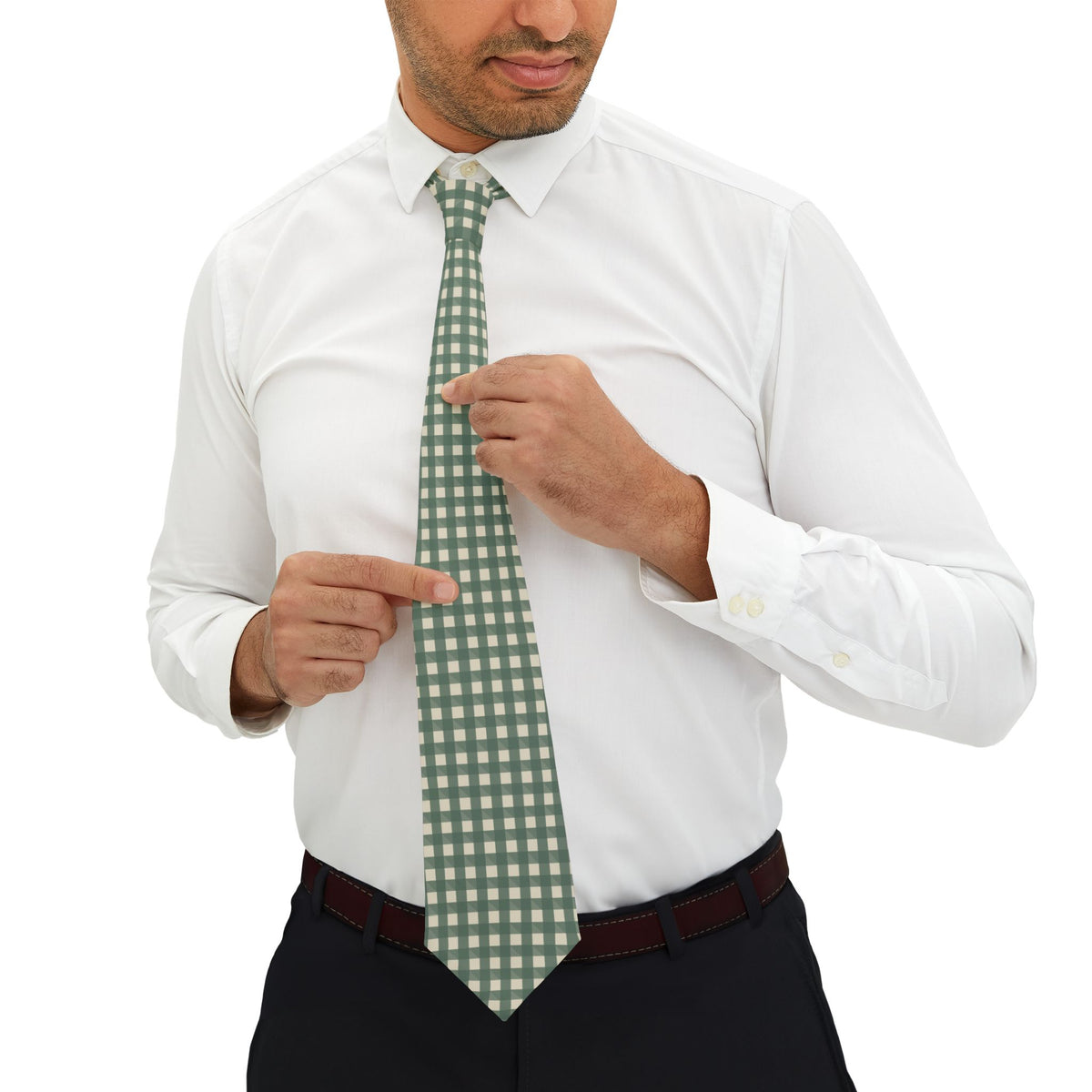 Steckborn Talisman Tie - Cream Forest Shepherd Check