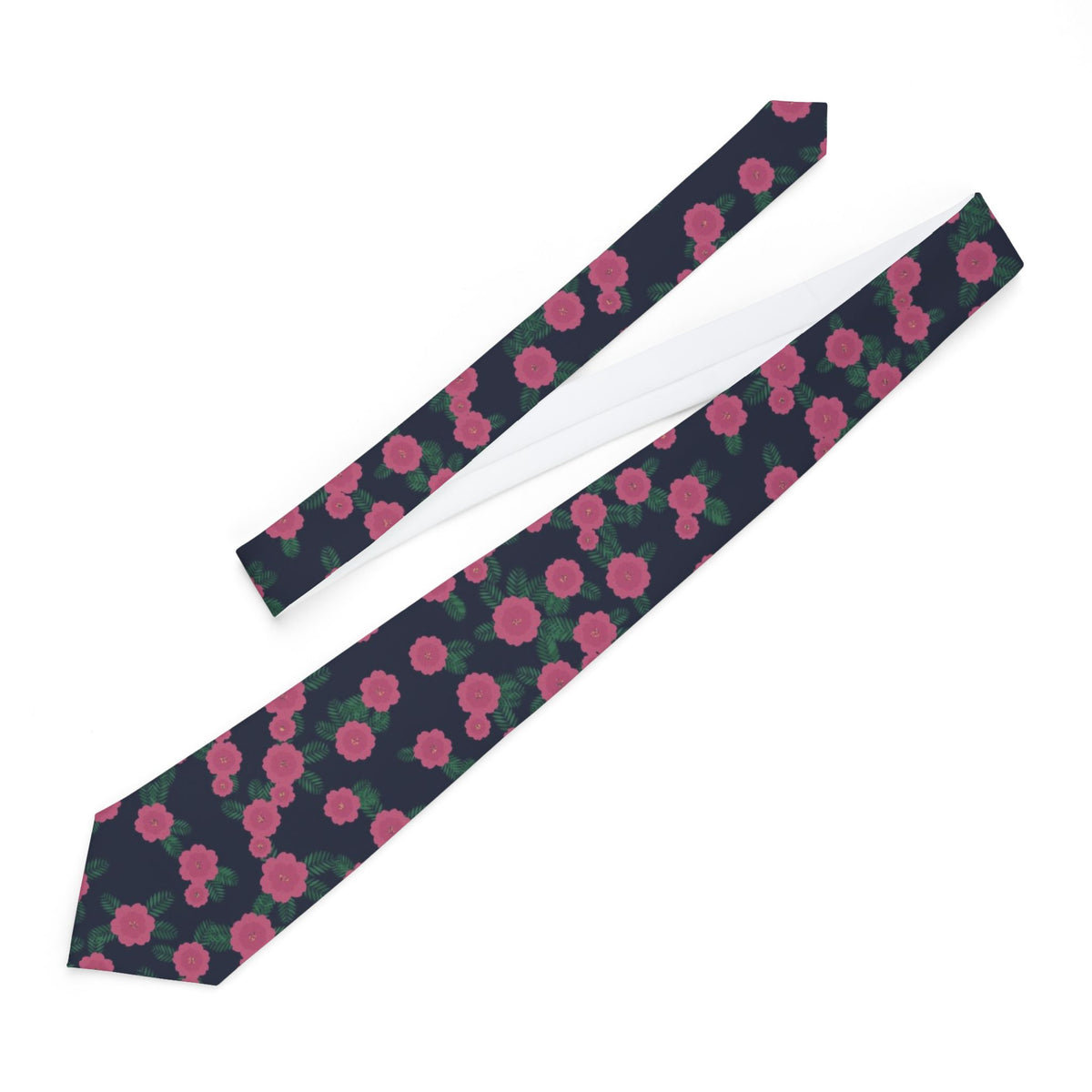 Gassion Satin Edition - Navy & Pink Floral Tie