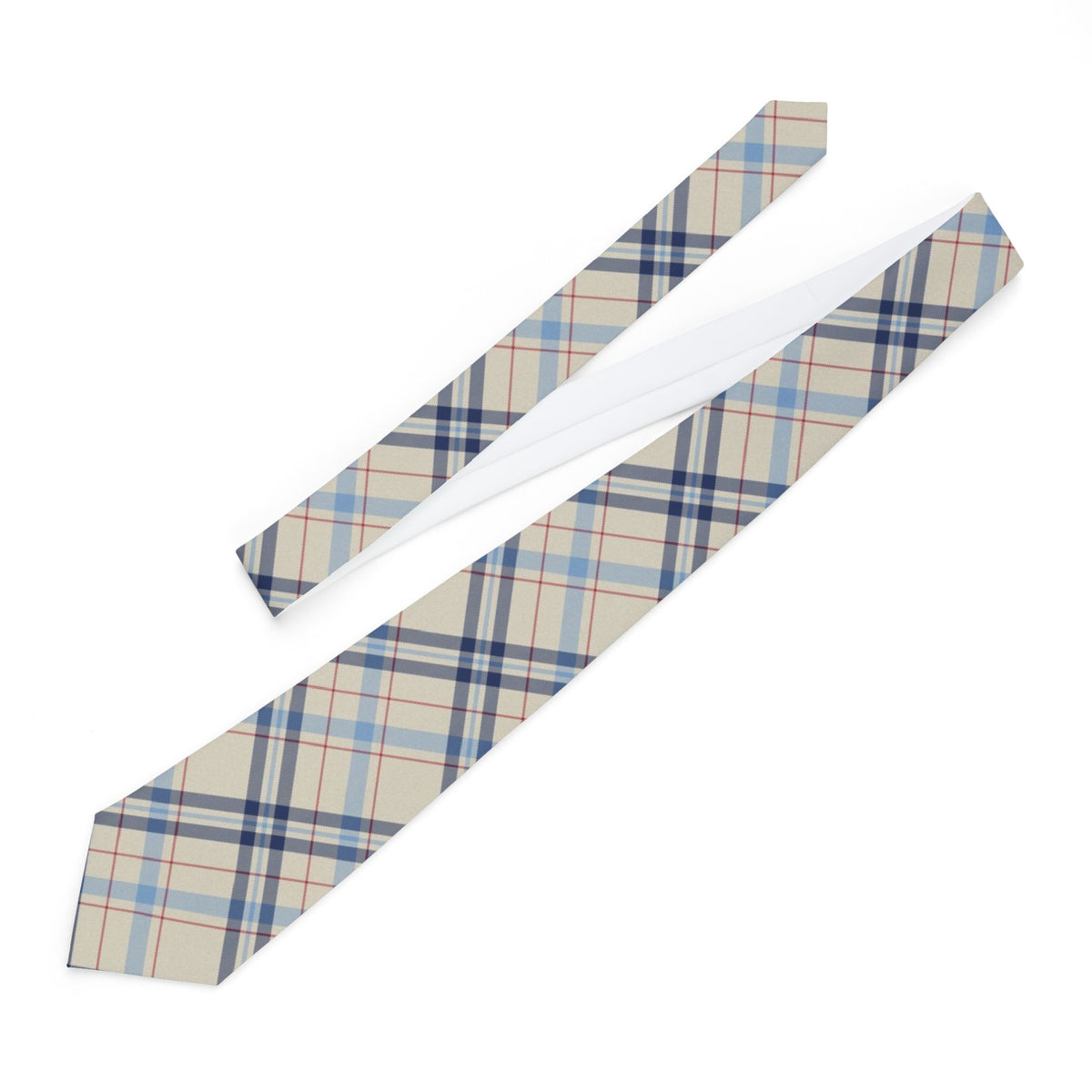 Fiennes Satin Edition - Ivory & Navy Archive Check Tie