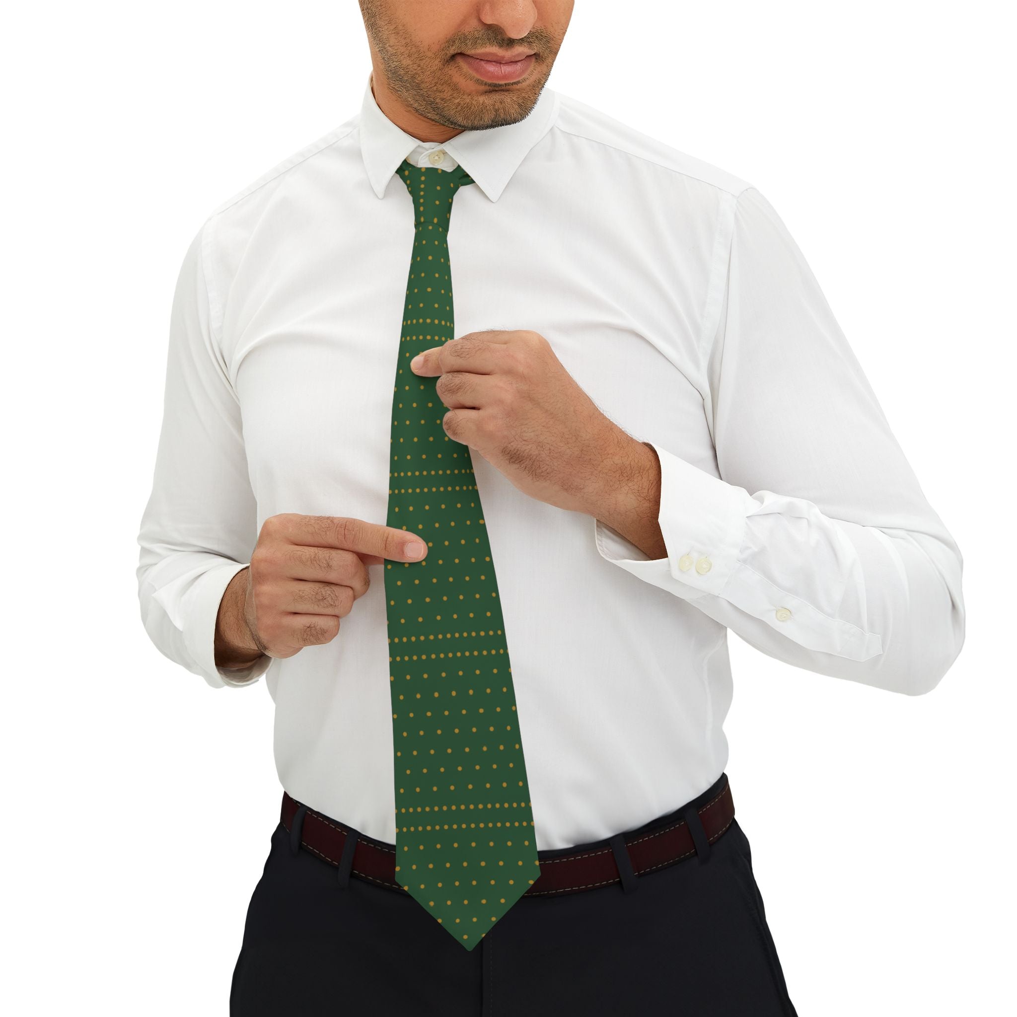 Lecci Talisman Tie - Green Gold Polka Dot