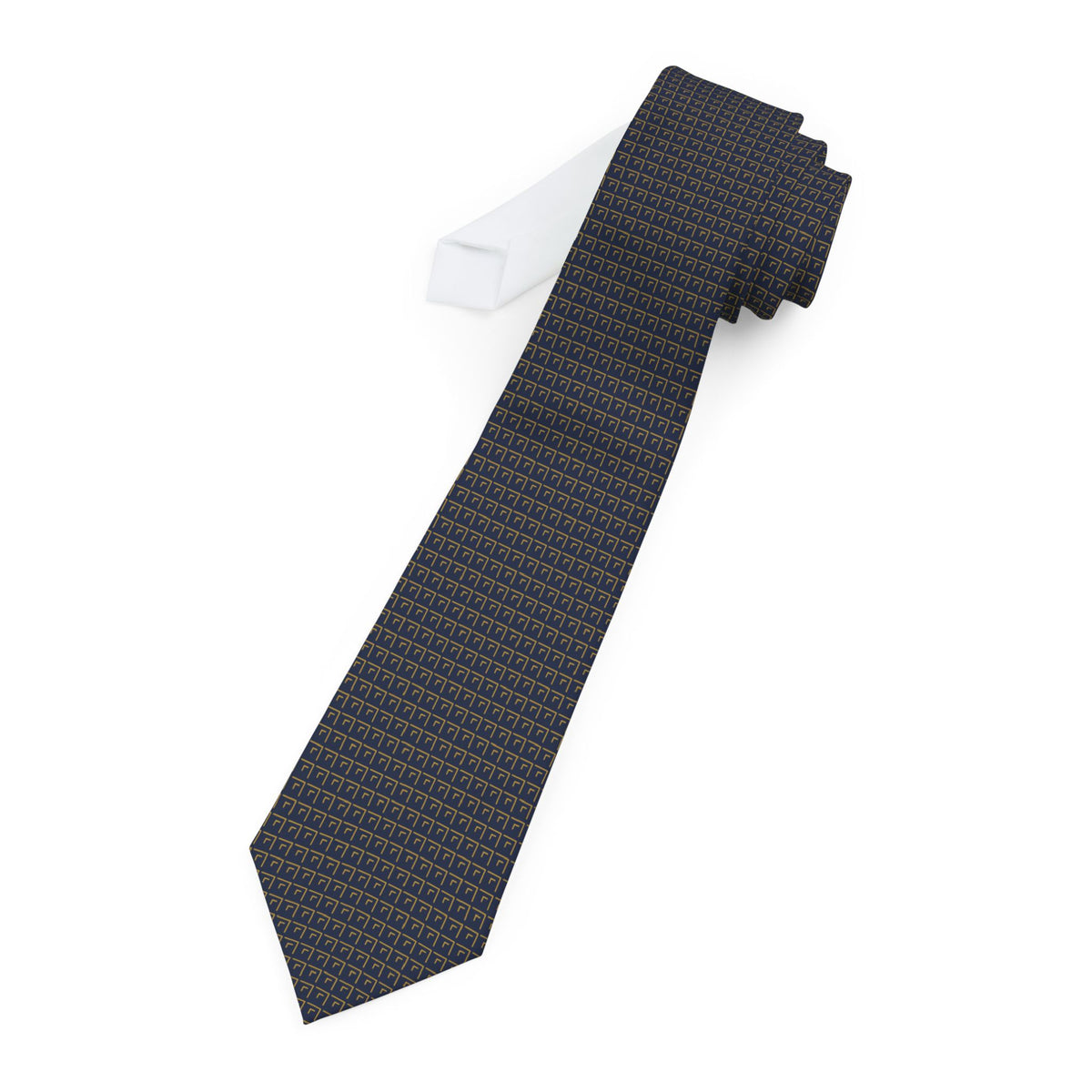 Verscio Talisman Tie - Navy Gold Interlock Fret