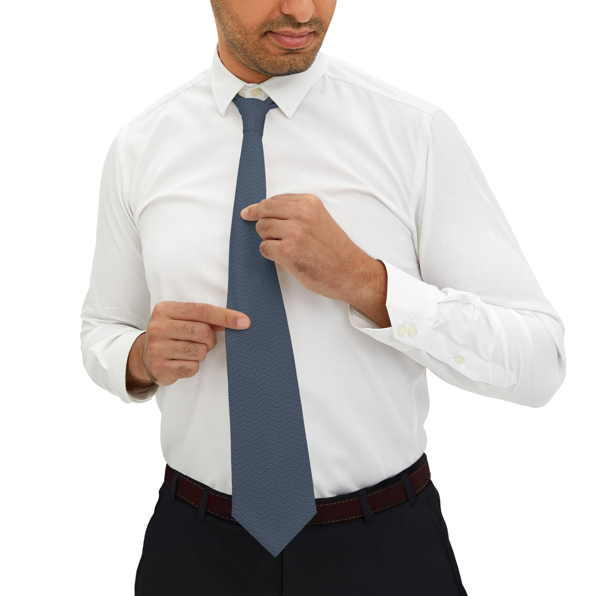 Cervinia Talisman Tie - Gray Blue Chevron