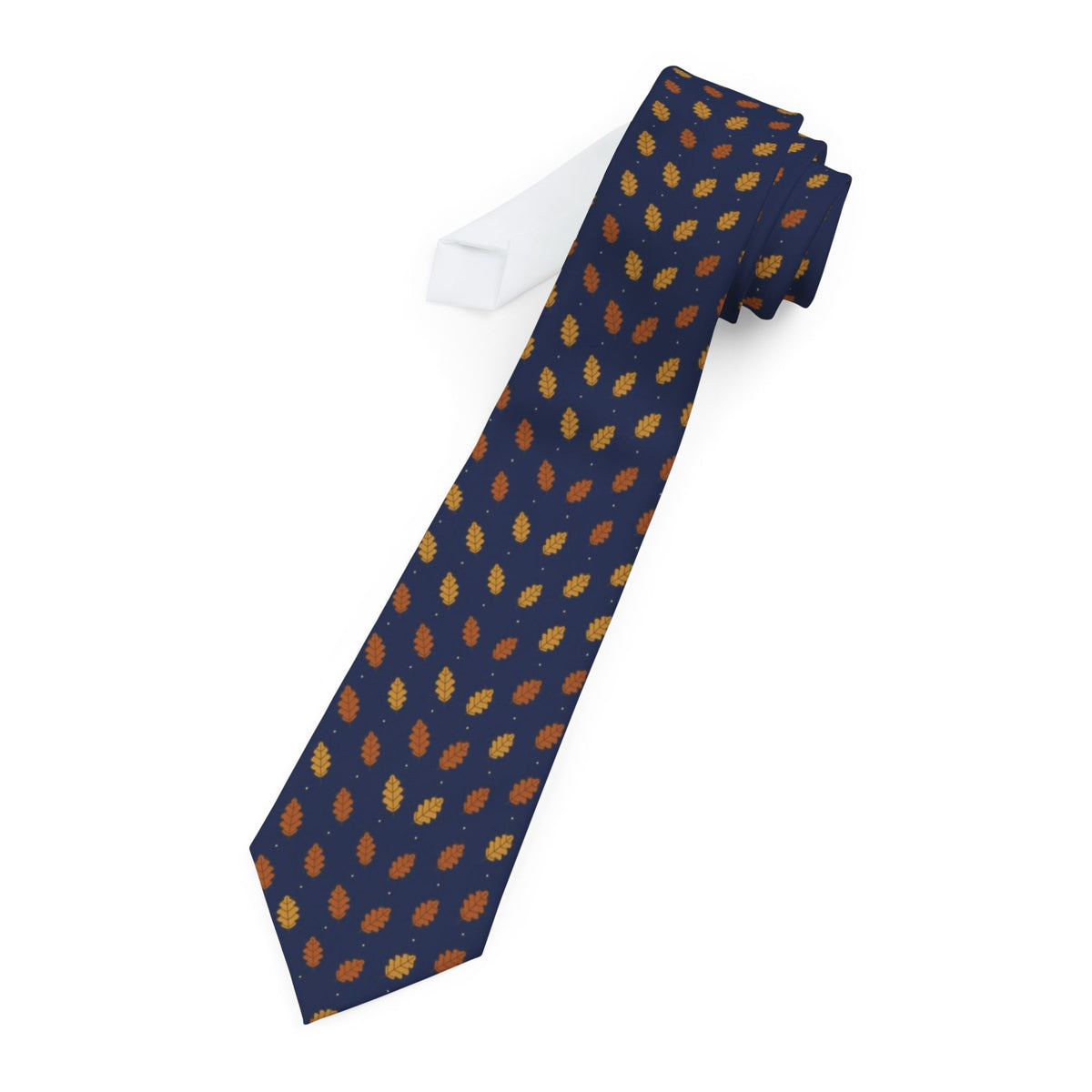 Wielopolski Satin Edition - Navy & Gold Oak Leaf Tie
