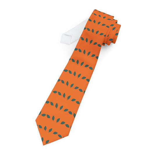 Orange Laurel Patterned Tie