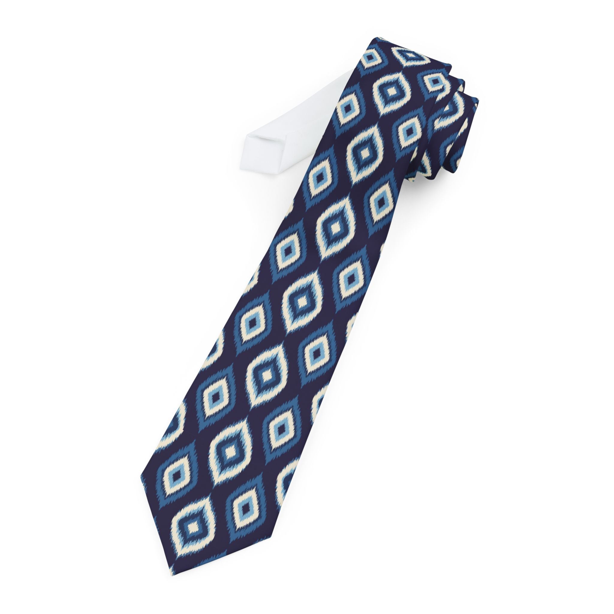 Ainhoa Talisman Tie - Indigo Ikat Diamond