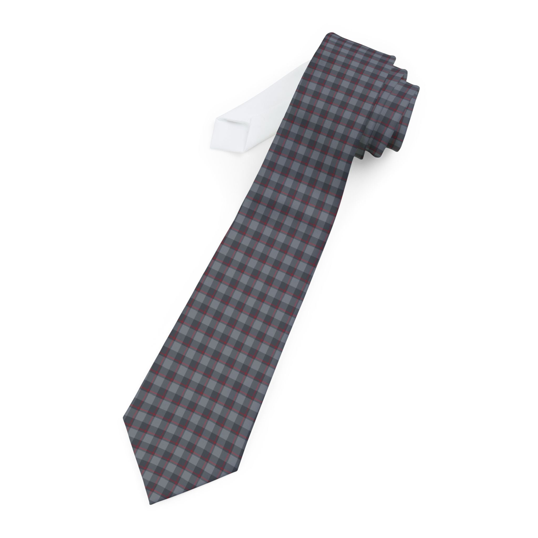 Tarasp Talisman Tie - Highland Gray Crimson Tartan
