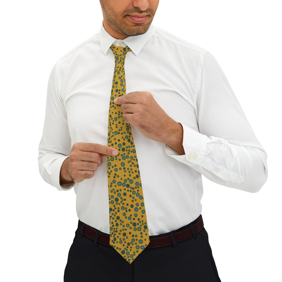 Ginori Satin Edition - Mustard & Teal Pop Art Floral Tie