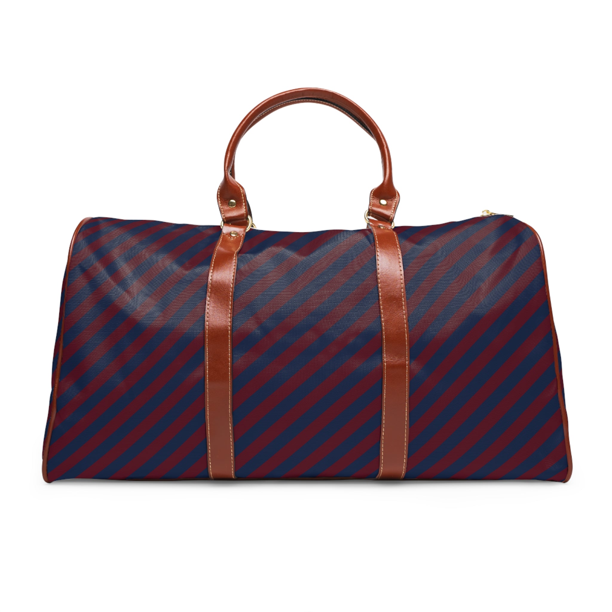 Utelle - Burgundy Navy Block Stripe Travel Bag