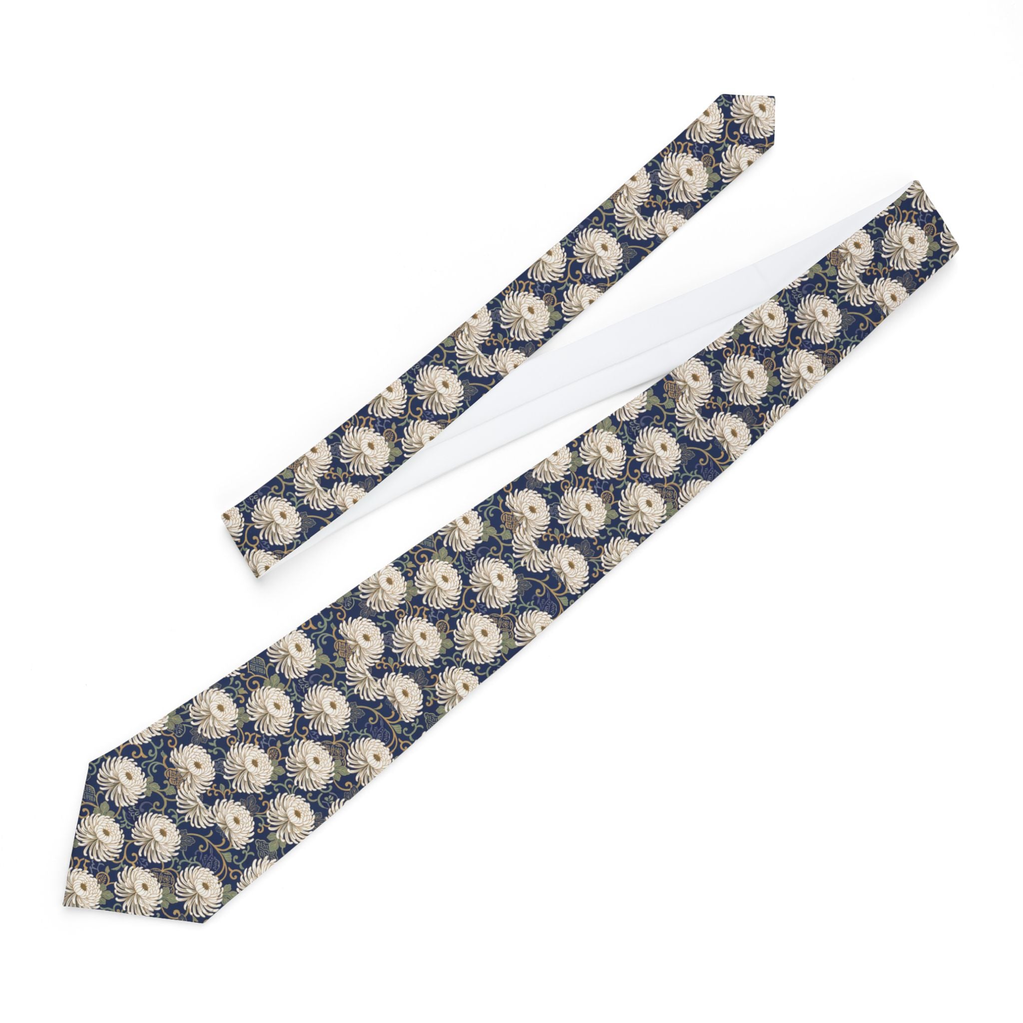 Orsieres Talisman Tie - Indigo White Chrysanthemum