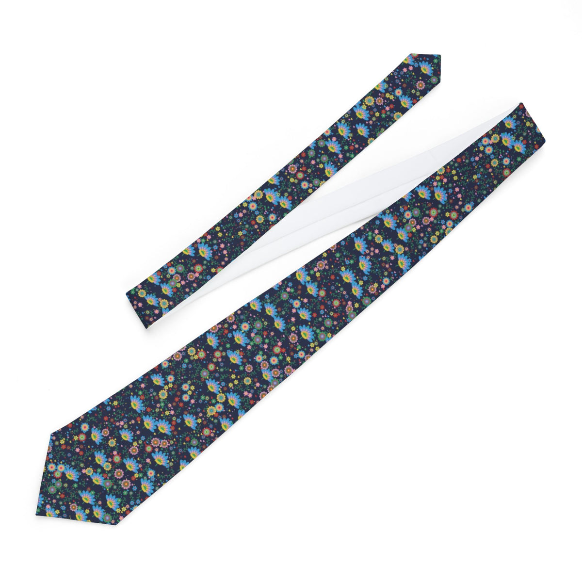 Lindenov Satin Edition - Navy Multicolor Folk Floral Tie
