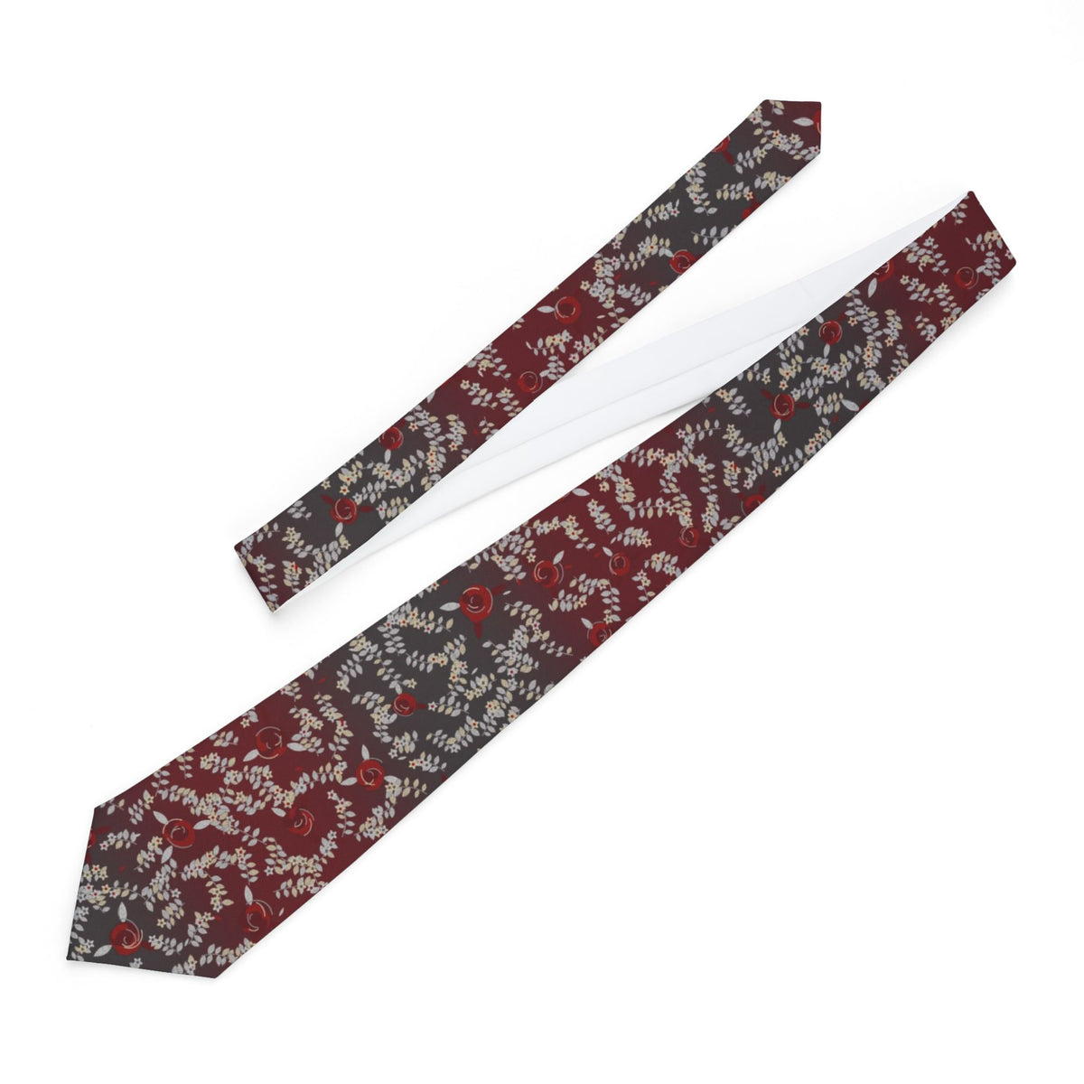Clary Satin Edition - Burgundy & Silver Ombre Floral Tie
