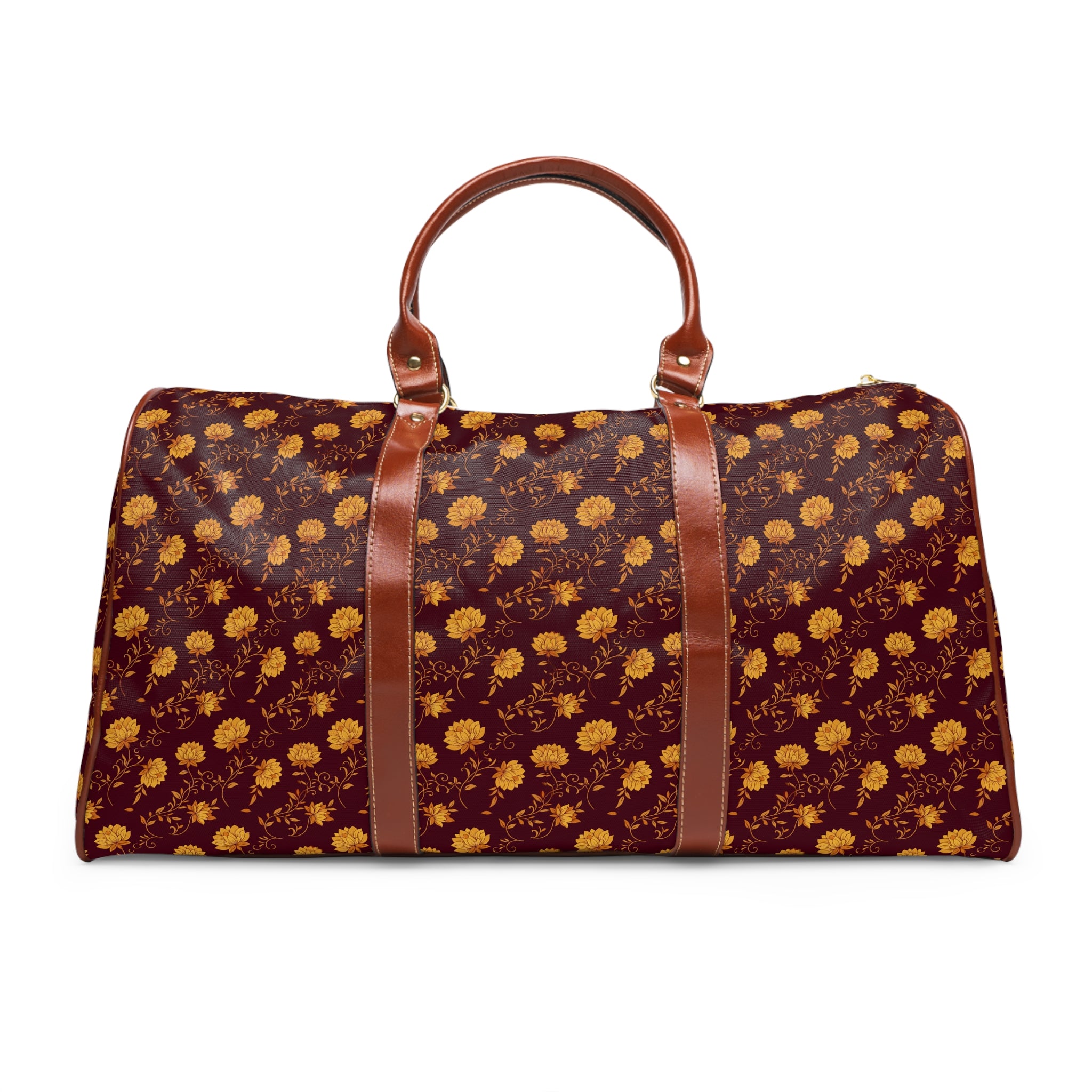 Charmille - Burgundy Gold Bloom Travel Bag