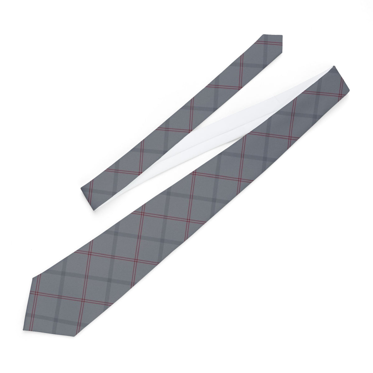 Bentinck Satin Edition - Grey & Burgundy Windowpane Check Tie