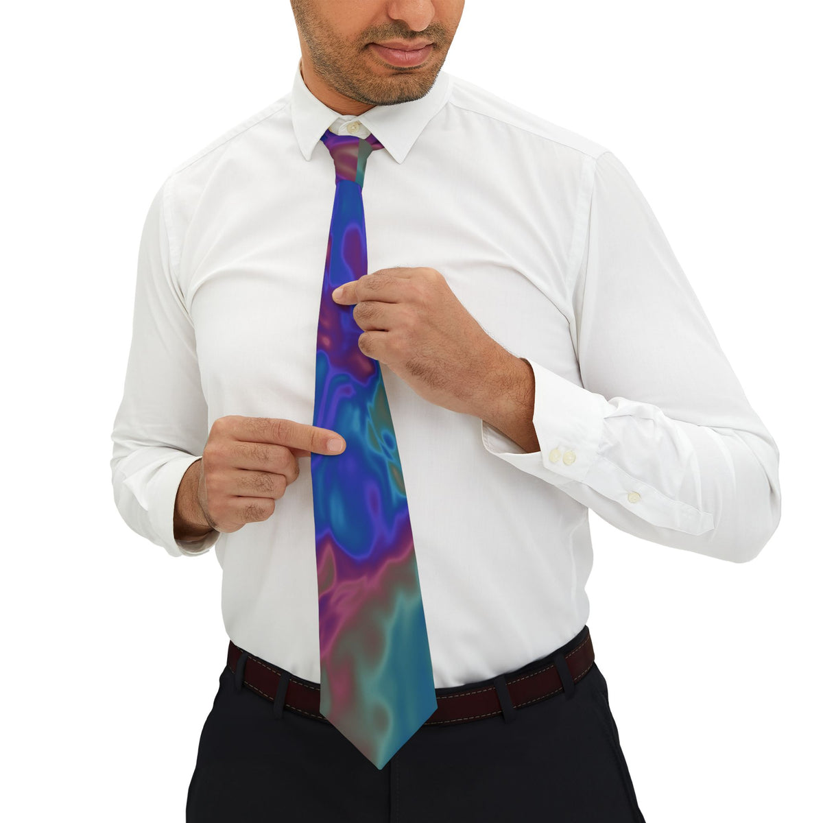 Wachtmeister Satin Edition - Cobalt & Violet Iridescent Swirl Tie