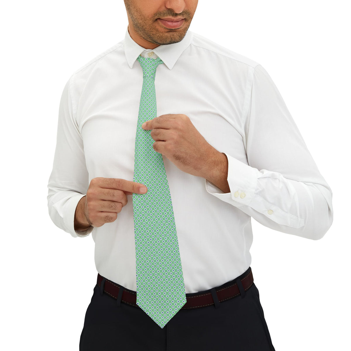 Bueil Satin Edition - Mint Green & Blue Floral Tie – view 4