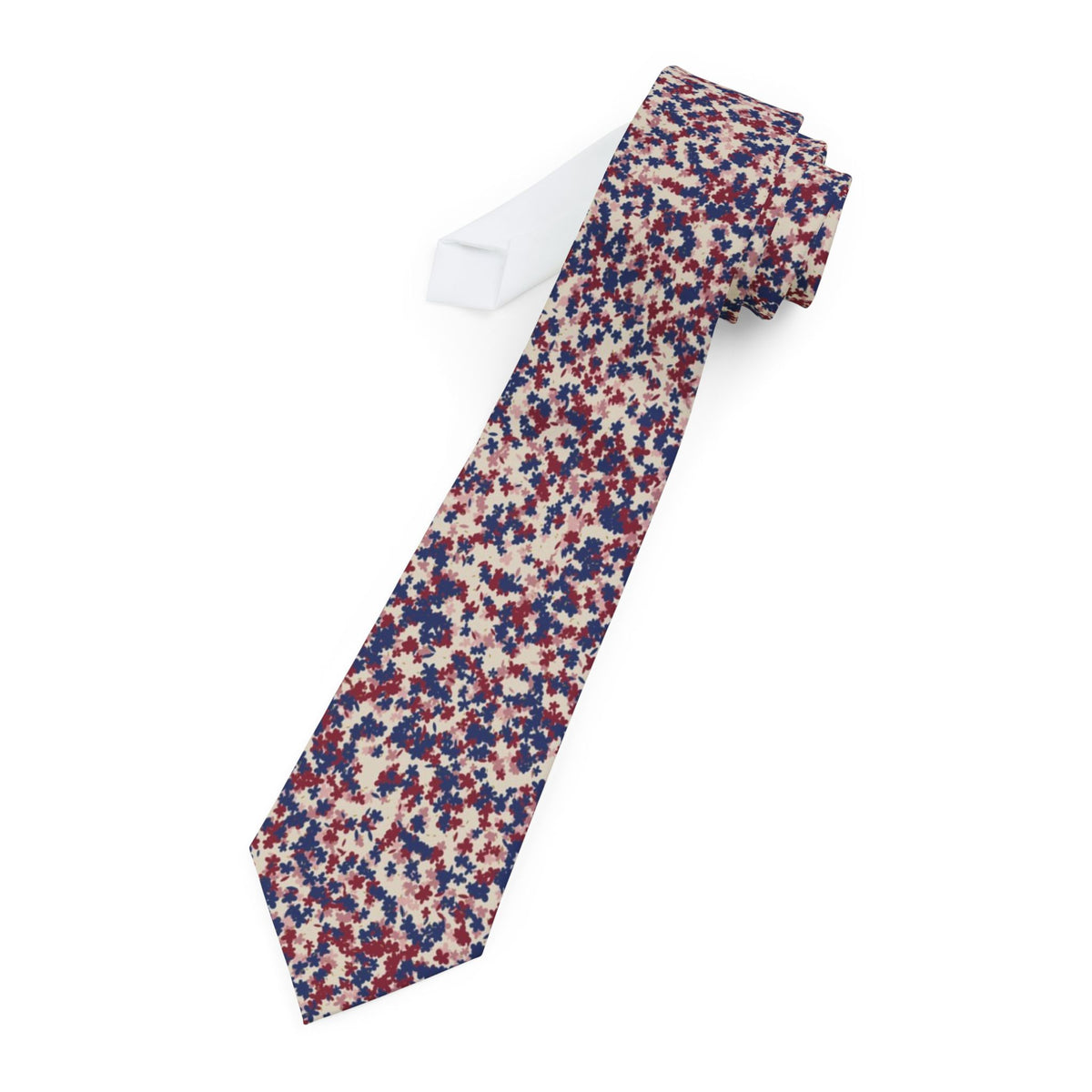 Rantzau Satin Edition - Cream & Navy Painted Blossom Tie