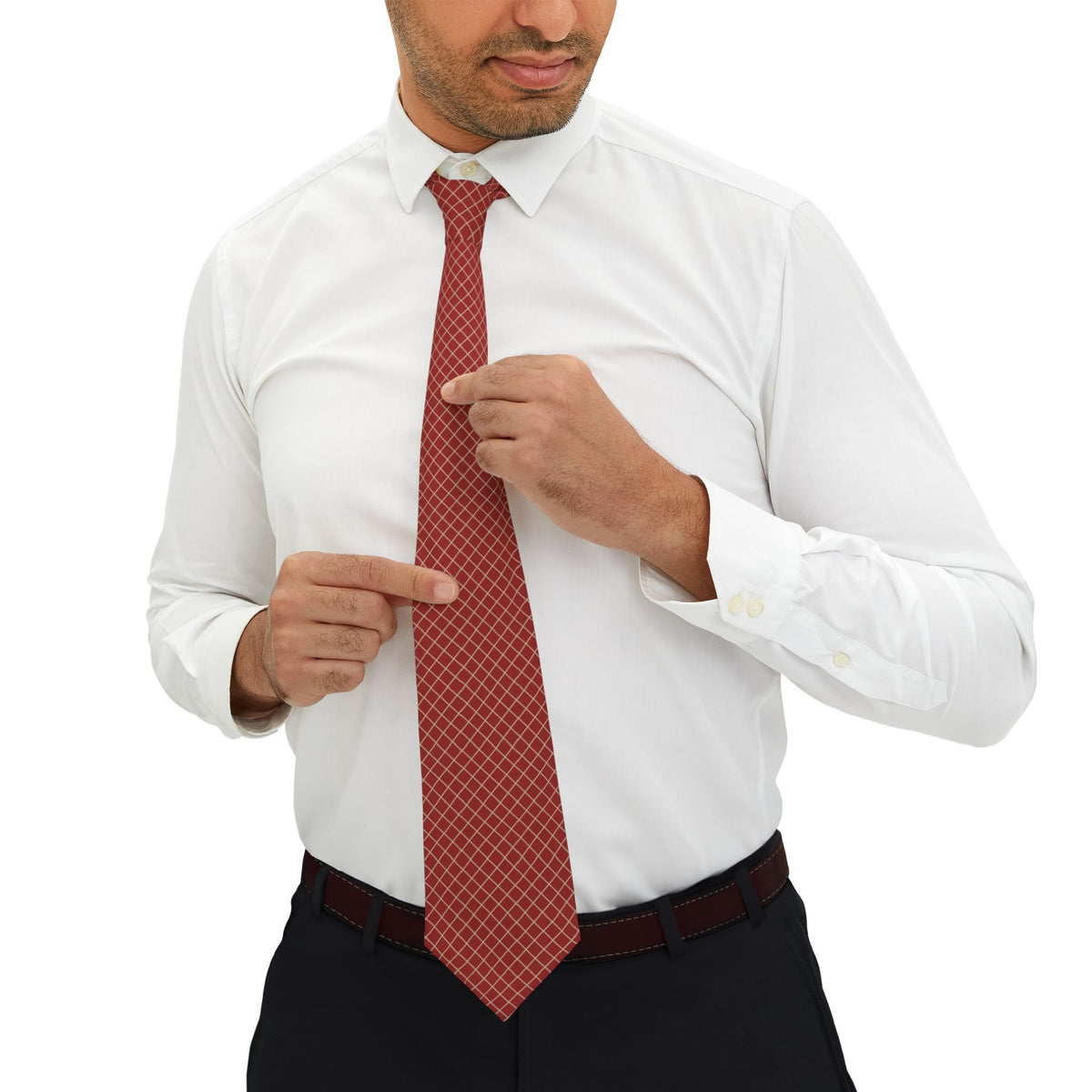 Gozzano Talisman Tie - Red Beige Herringbone