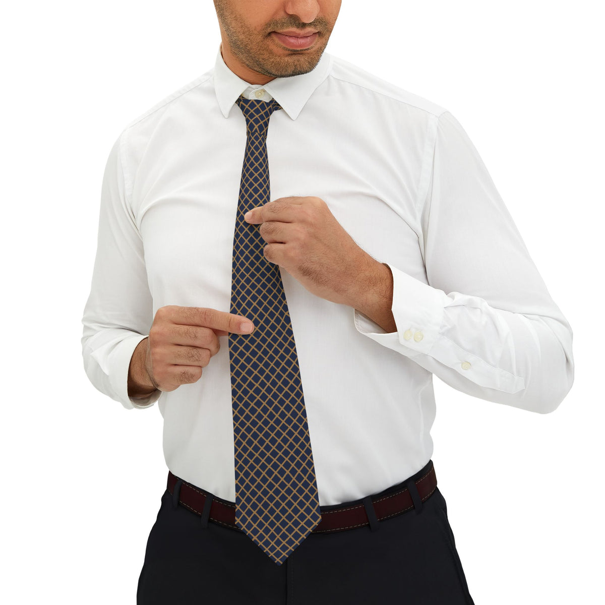 Maggia Talisman Tie - Tan Navy Rope Lattice