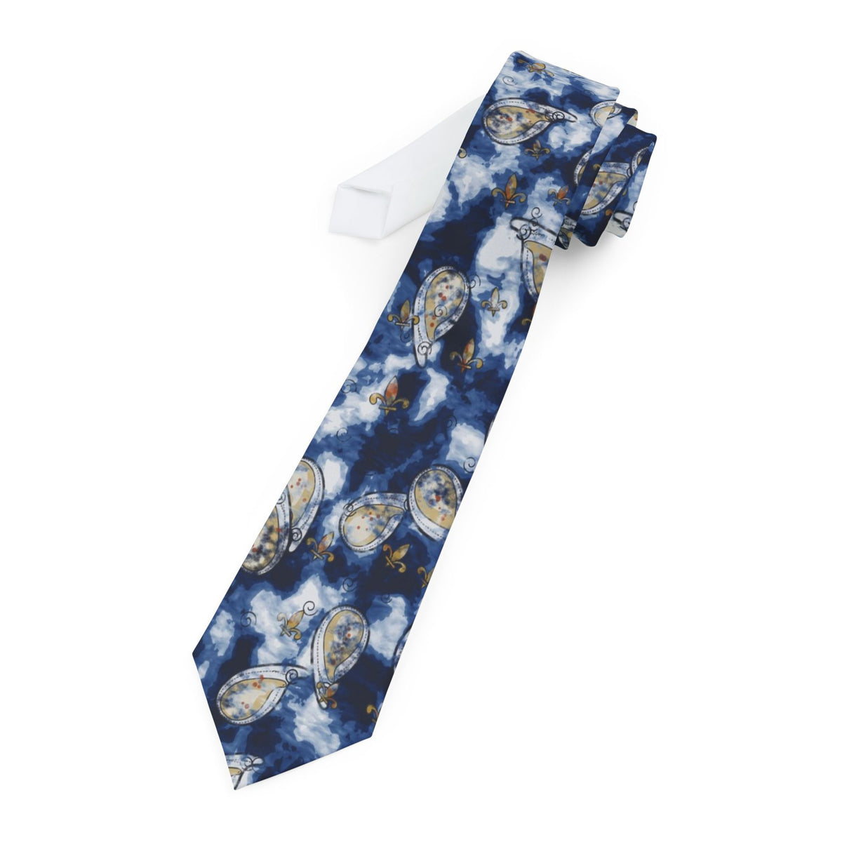 Borromeo Satin Edition - Indigo & Ivory Watercolour Paisley Tie