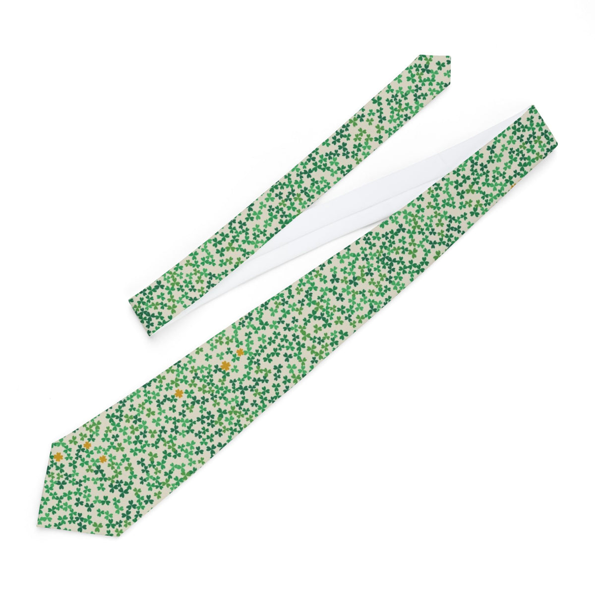 Frijs Satin Edition - Ivory & Green Shamrock Scatter Tie