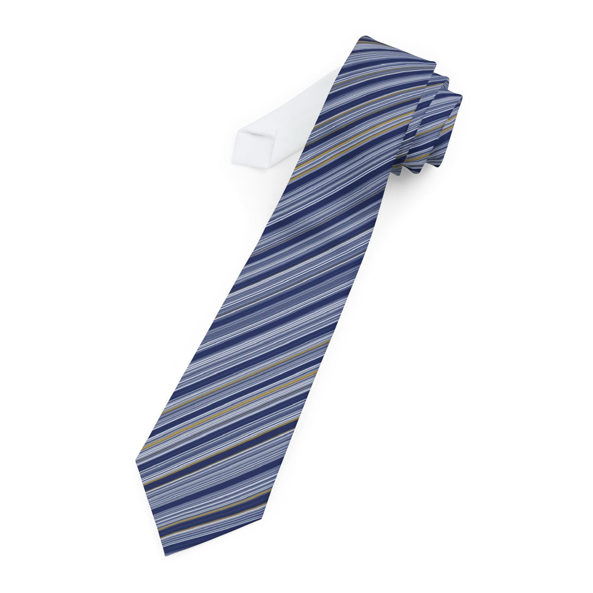 Gyldenlove Satin Edition - Navy & Silver Barcode Stripe Tie