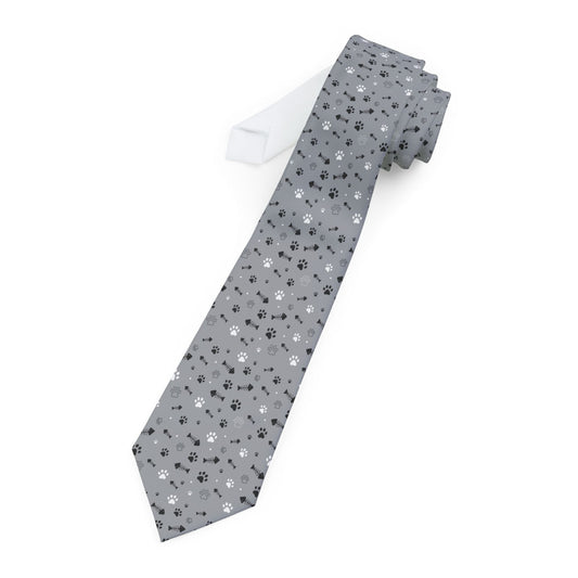 Gray Paw Print Tie