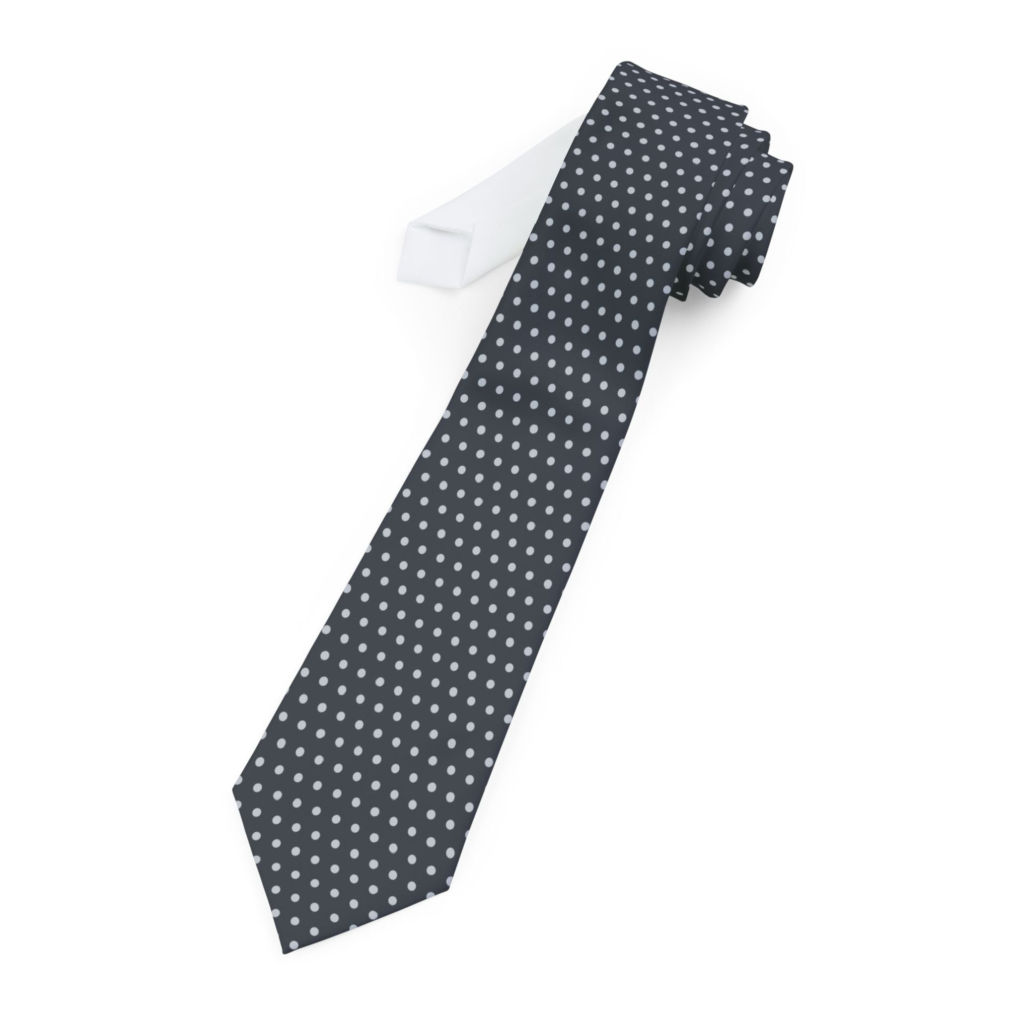 Quessant Talisman Tie - Graphite Silver Pin Dot