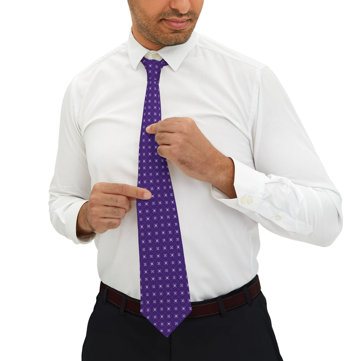 Menzingen Talisman Tie - Royal Purple Floral Mosaic