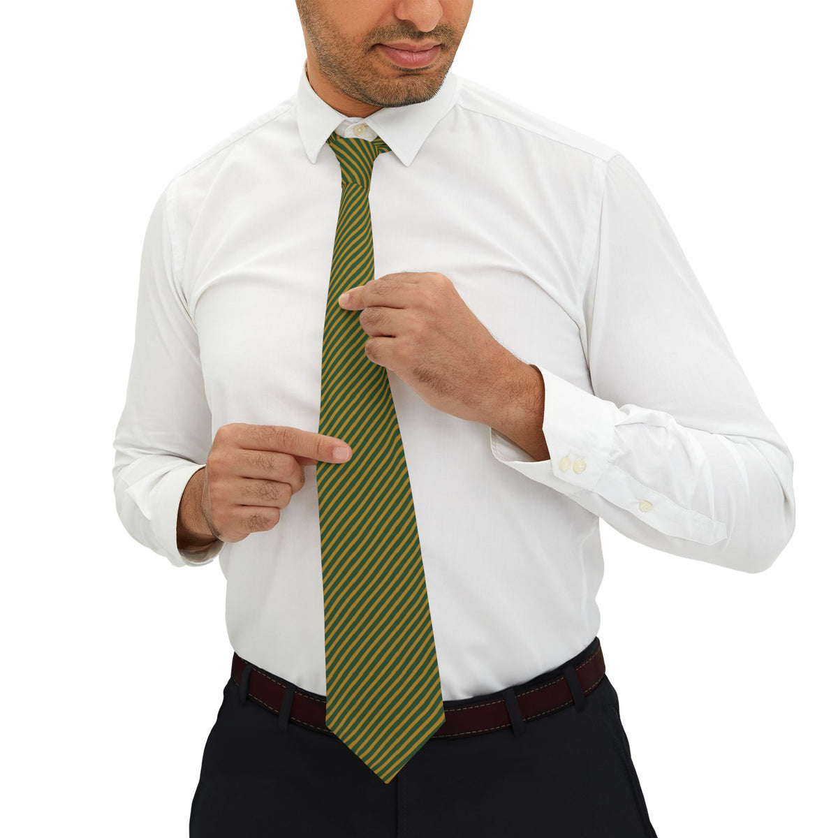 Savona Talisman Tie - Green Gold Stripe