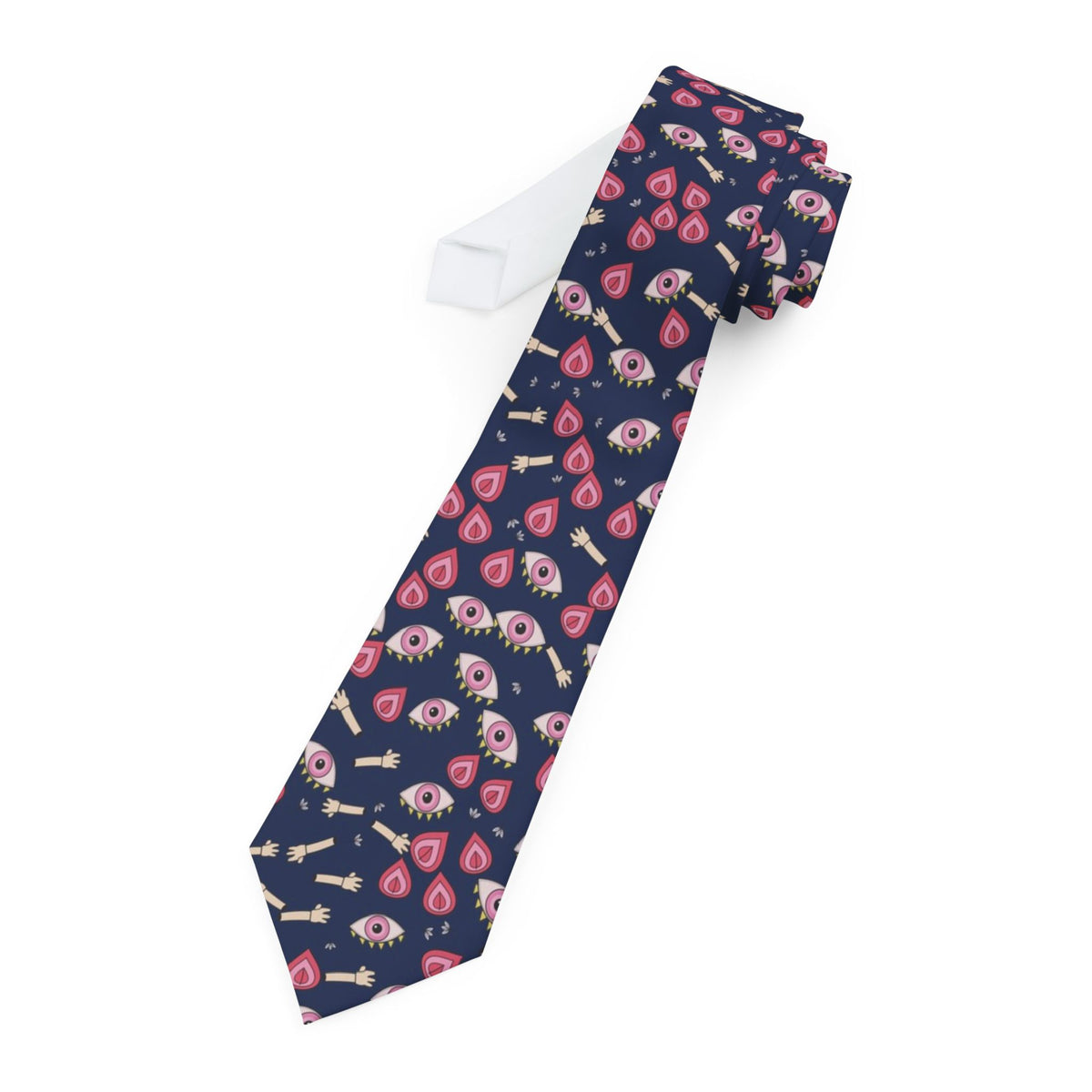 de Gontaut Satin Edition - Navy & Pink Abstract Tie