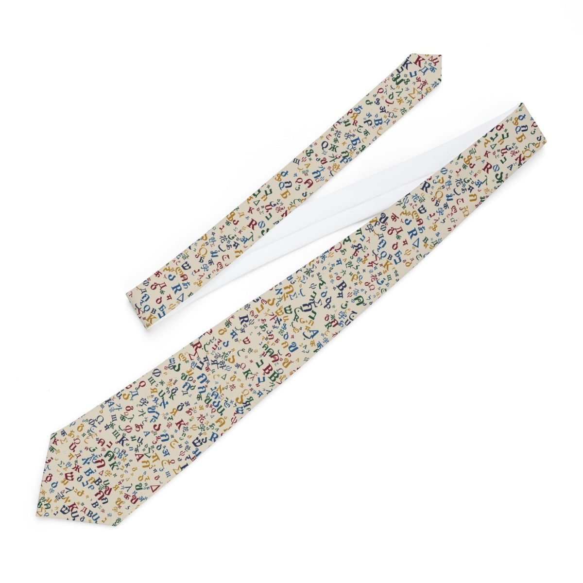 Dzialynski Satin Edition - Cream Polyglot Alphabet Tie