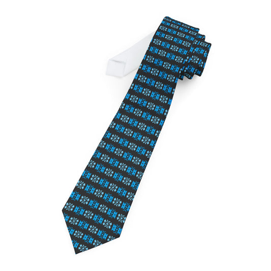 Black and Blue Geometric Pattern Tie