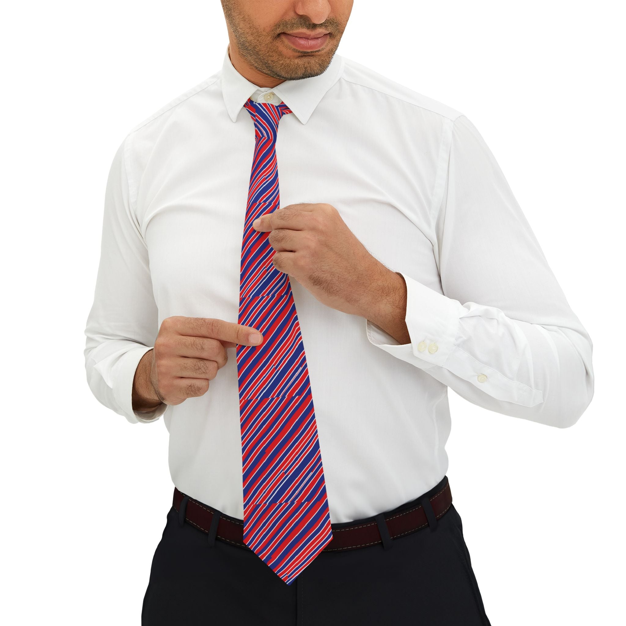 Duravel Talisman Tie - Red Blue Regimental Stripe