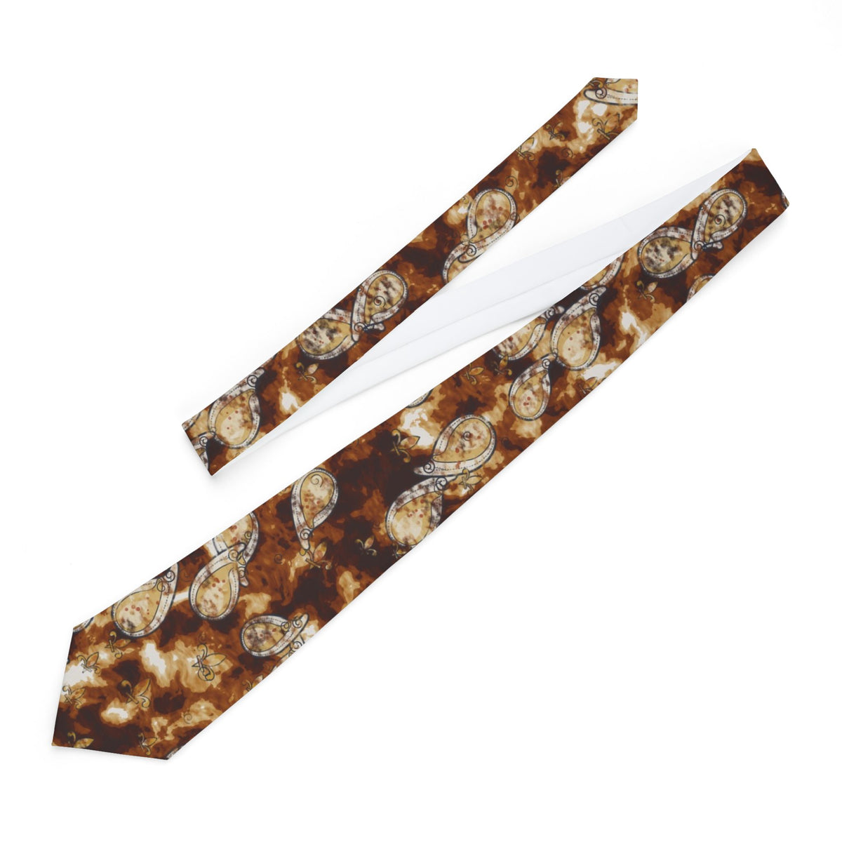 Borromeo Satin Edition - Umber & Cream Watercolour Paisley Tie