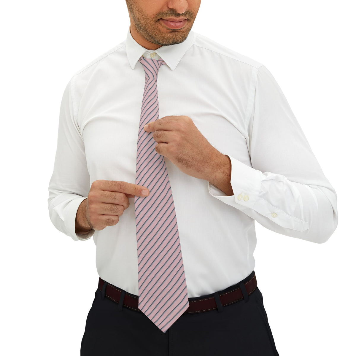 Gordola Talisman Tie - Blush Gray Shadow Stripe