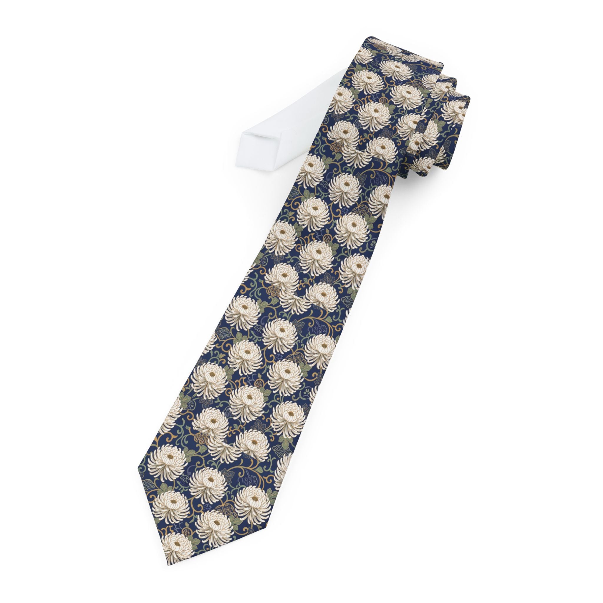 Orsieres Talisman Tie - Indigo White Chrysanthemum